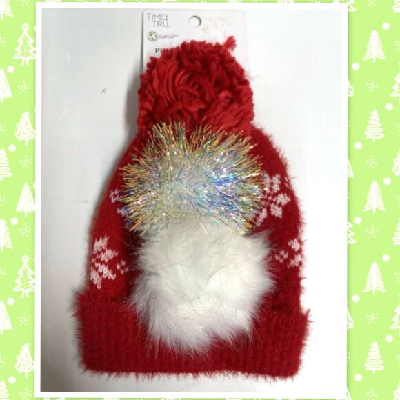TIME AND TRU RED PICK  YOUR  POM BEANIE HAT - ONE SIZE - NEW - Picture 1 of 1